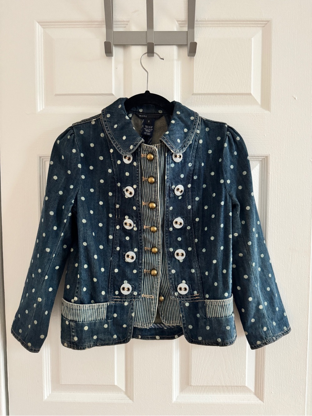 Marc Jacobs Polka Dot Denim Jacket - Navy Blue